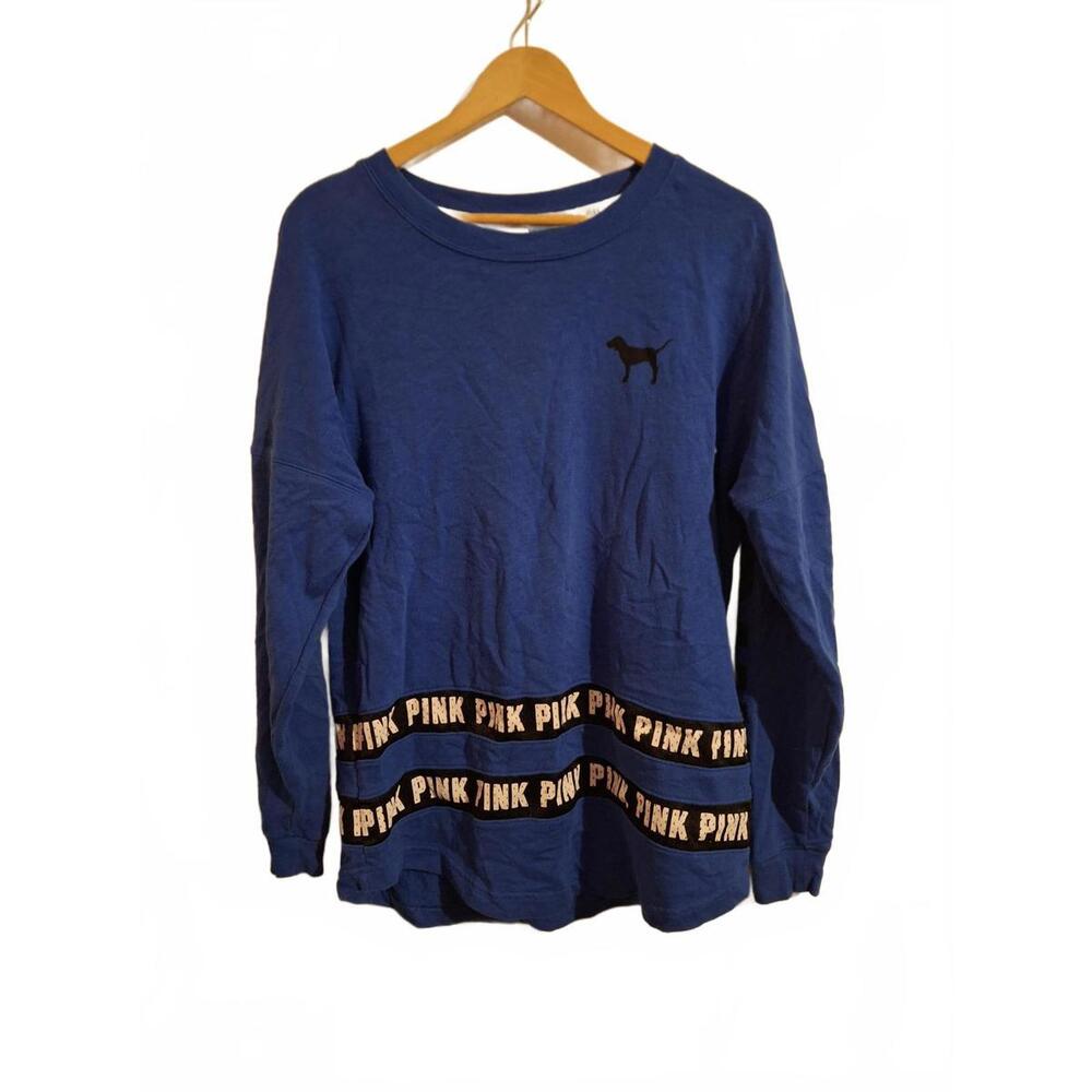 PINK by Victoria's Secret Long Sleeve Pull Over Women's Med Blue Y2K